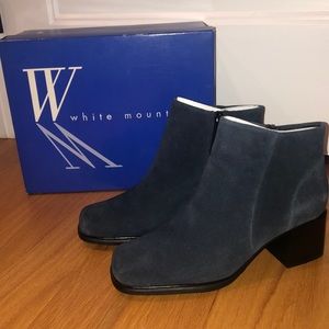 White Mountain Navy Suede Diamond Booties